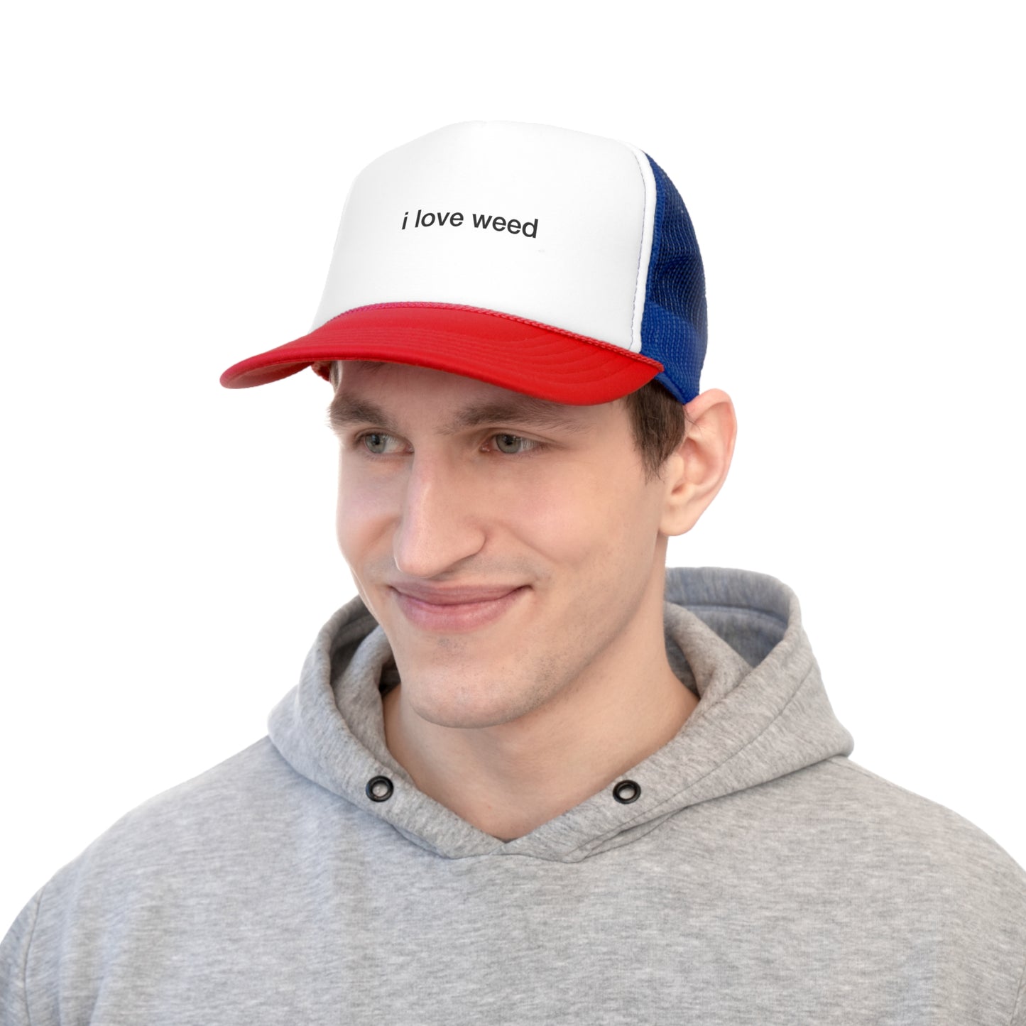 i love weed trucker hat